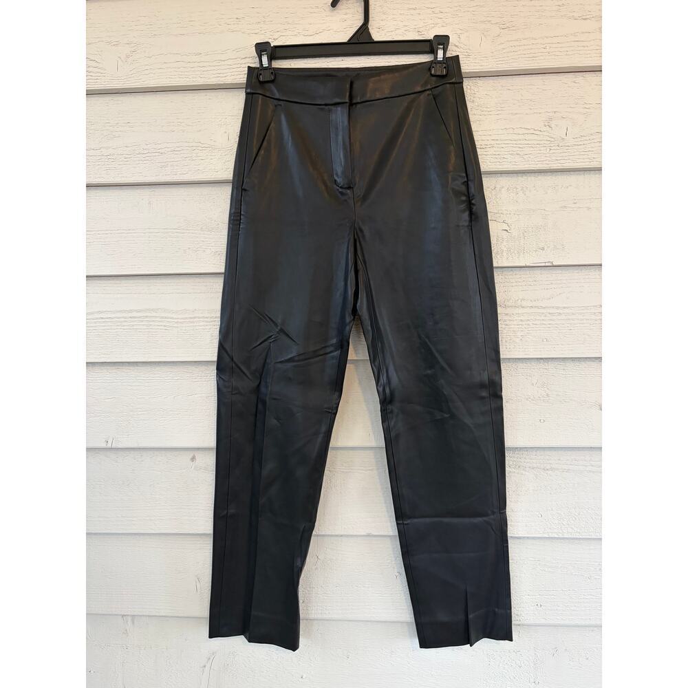 J.Crew Kate Black Faux Leather Pants Size 00 NWT Perfecting Pockets Slim Fit - Picture 3 of 11